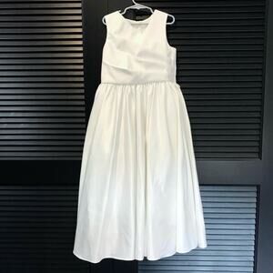 Kiki USA, Occasion White Satiny Dress, Pleated Top, Size10? Check Measurements